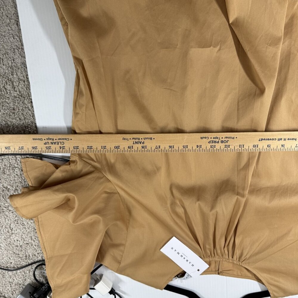 Anthropologie Agata Dress 1X Tan Cotton Clean Minimalist Midi Pockets NWT - Picture 12 of 12